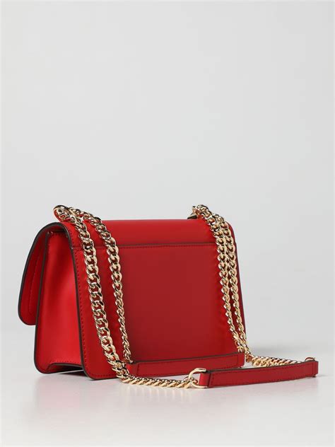 michael kors red bag with gold chain